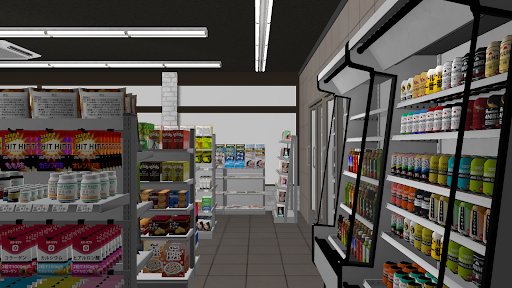 A customer-facing store screen in Konbini Simulator